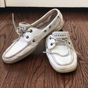 Sperry Top-sider white leather and mesh deck shoes